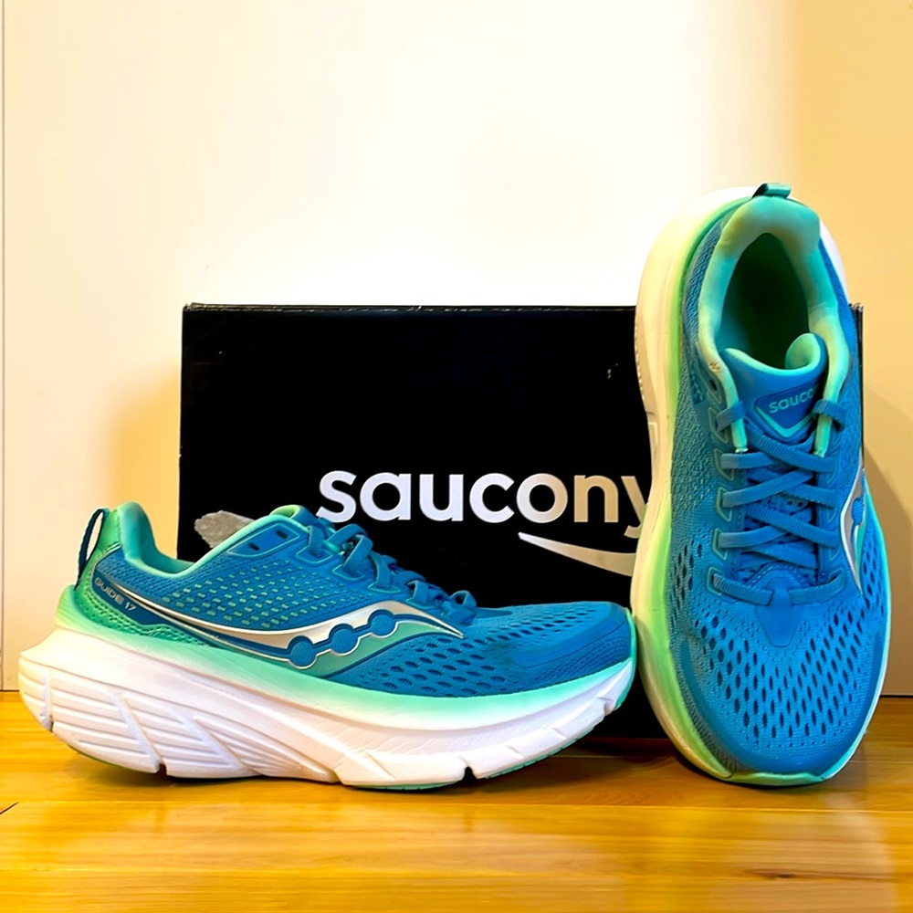 Saucony Blue and White Athletic Shoes with Breathable Mesh
